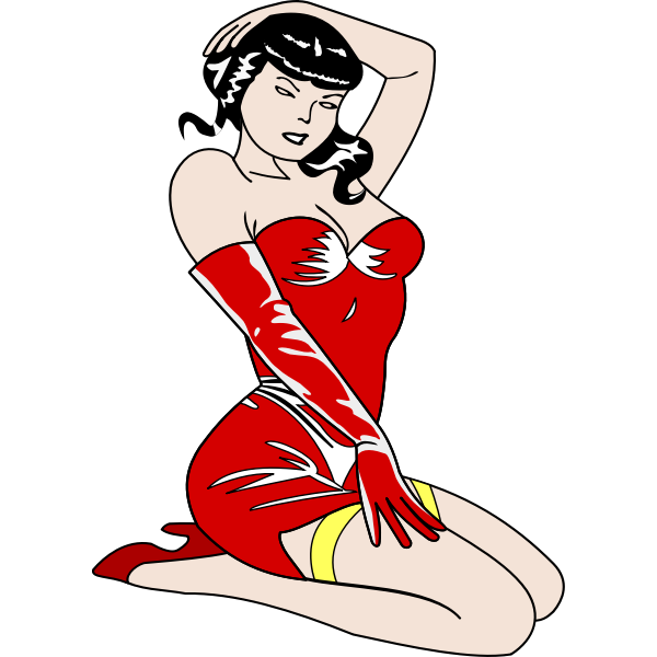 Pin-up girl in a red dress