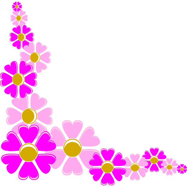 Vector illustration of pink flower corner decoration
