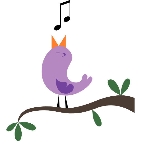 Happy tweeting purple bird vector graphics