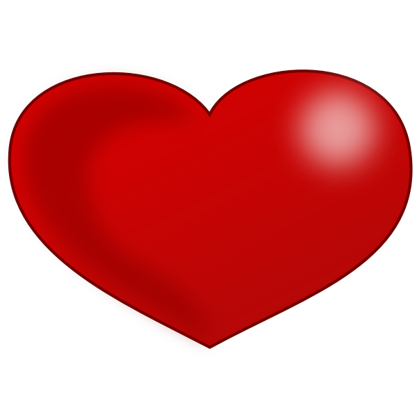 Red Glossy Valentine heart vector drawing