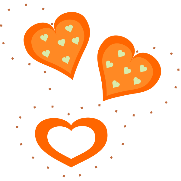 Vector drawing of Valentine orange hearts