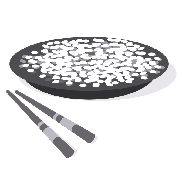Eating rice with chopsticks