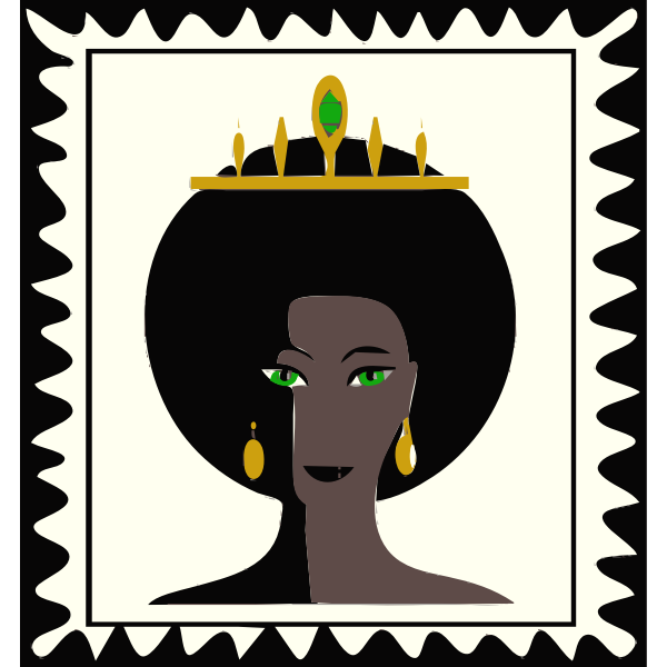 Vector graphics of stamp with queen