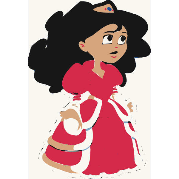 Vector image of young princess in red dress