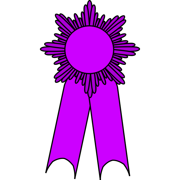 Vector graphics of gold medal with a purple ribbon