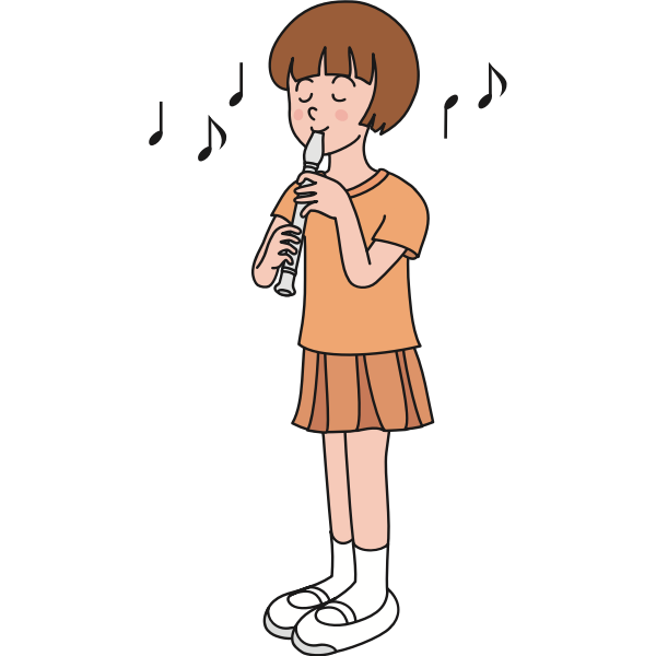 Girl plays flute