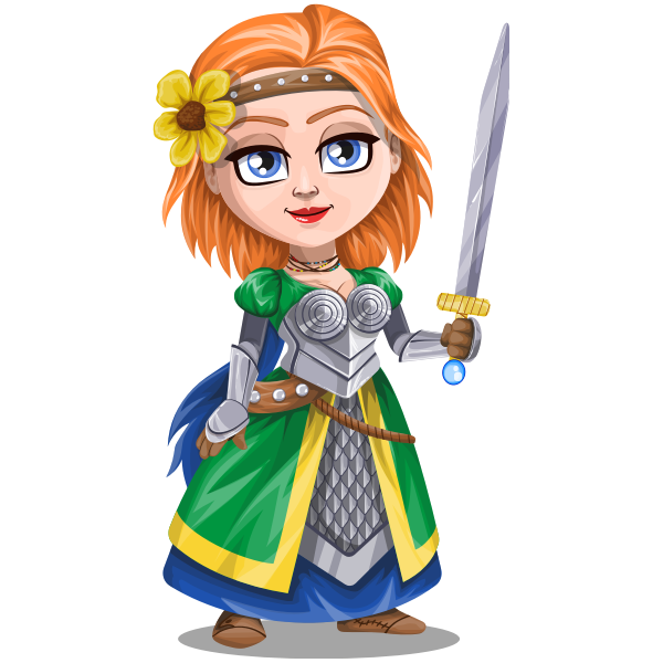 Woman knight warrior in armor, holding a sword - 3 - redhead