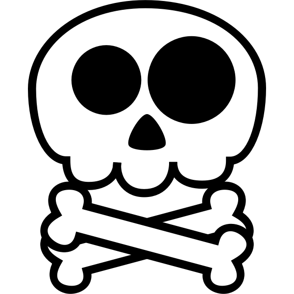 Vector drawing of simple skull with two bones below