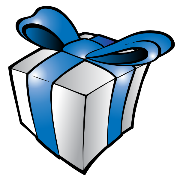 Christmas present with blue ribbon vector illustration