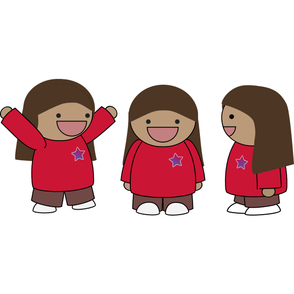 Vector image of excited three girls