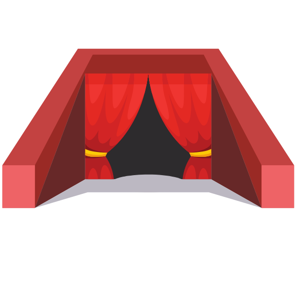 Entrance with red curtain