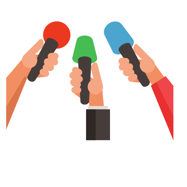 Colorful microphones in hands