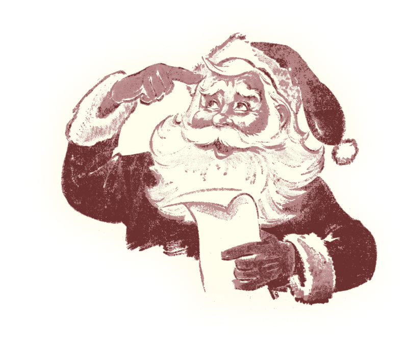 Retro thinking Santa