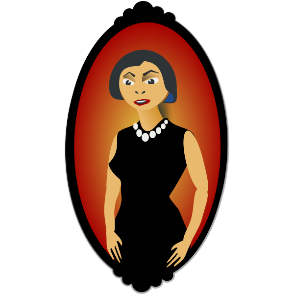 Vector image of woman in black oval portrait