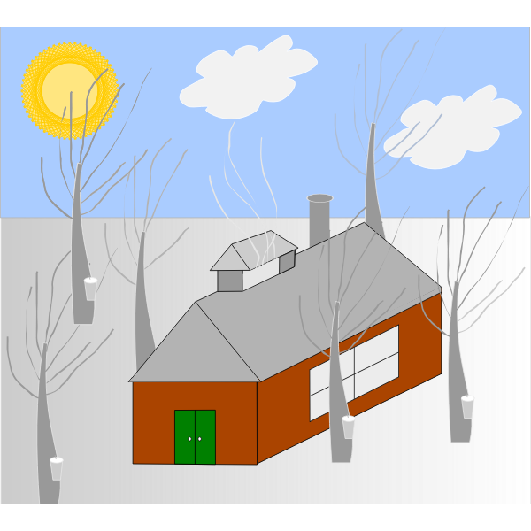 Vector image of house in the woods