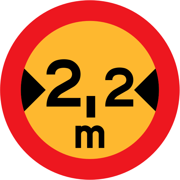 No vehicles with width over 2.2 meters traffic sign vector drawing