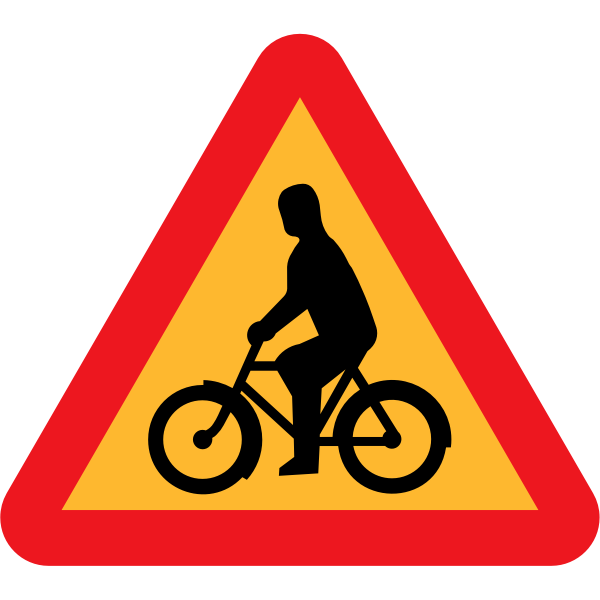 Vector illustration of bike rider roadsign warning