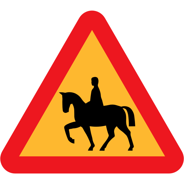 Horse riders warning traffic sign vector clip art