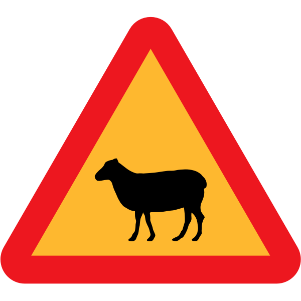 Warning sheep road sign vector graphics