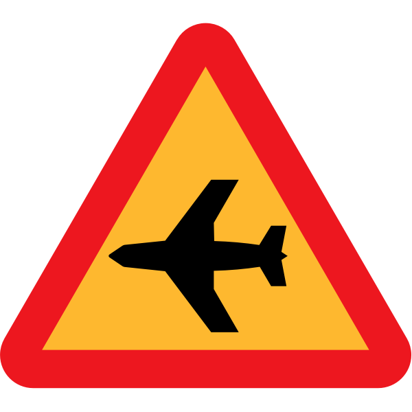 Low-flying aircraft vector road sign