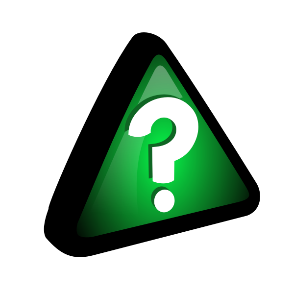 Vector drawing of question mark in green triangle