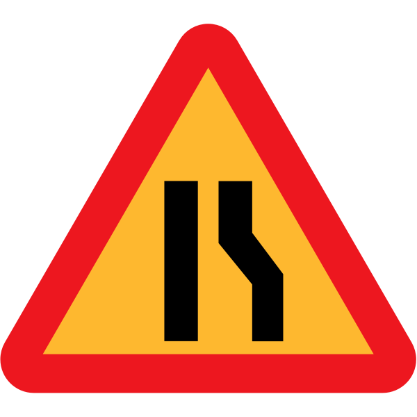 Road narrows on right sign vector