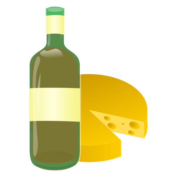 Vector image of wine and cheese