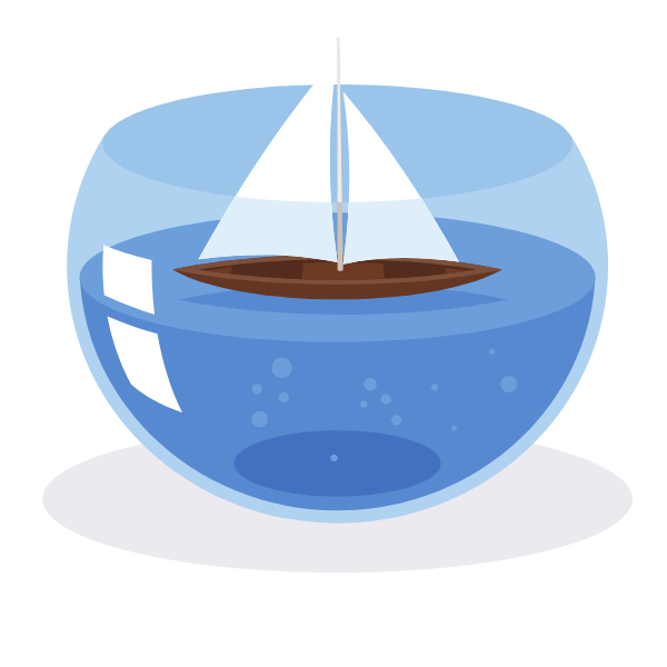 A sailing boat in a bowl