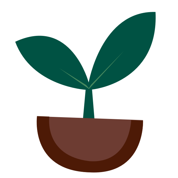 Vector image of small green plant sprouts from the ground