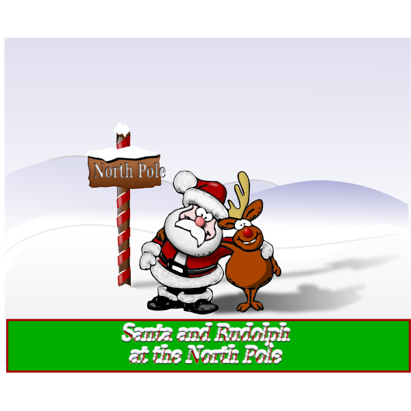 Santa and Rudolph at the North Pole vector illustration