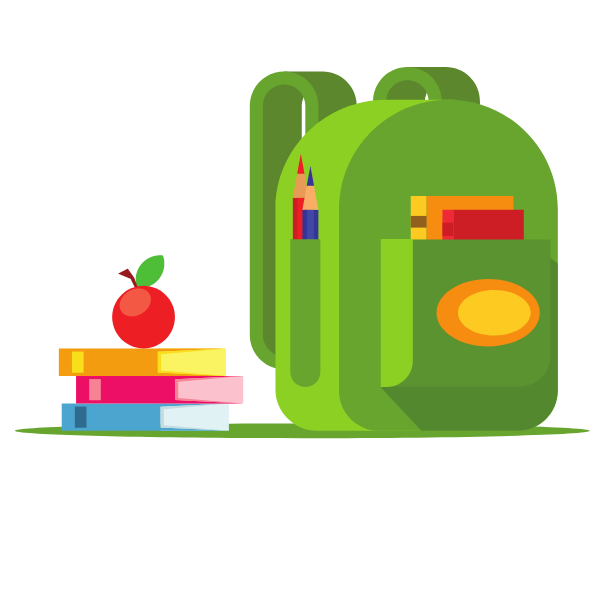 Green backpack for pupils