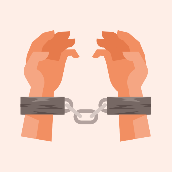 Shackled hands