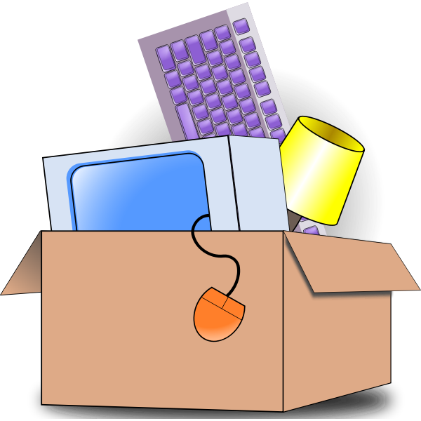 Vector illustration of box filed with household item