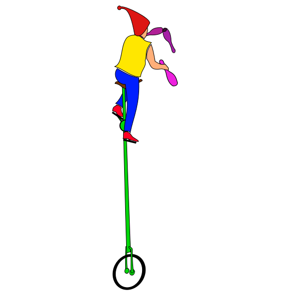 Vector drawing of juggler on unicycle