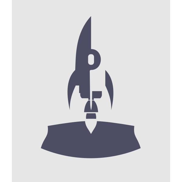 Vector clip art of inverted rocket at launch