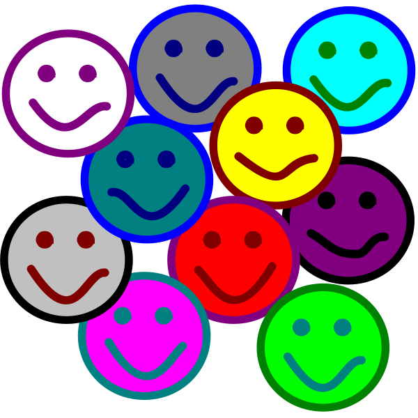 Vector drawing of colorful smileys selection