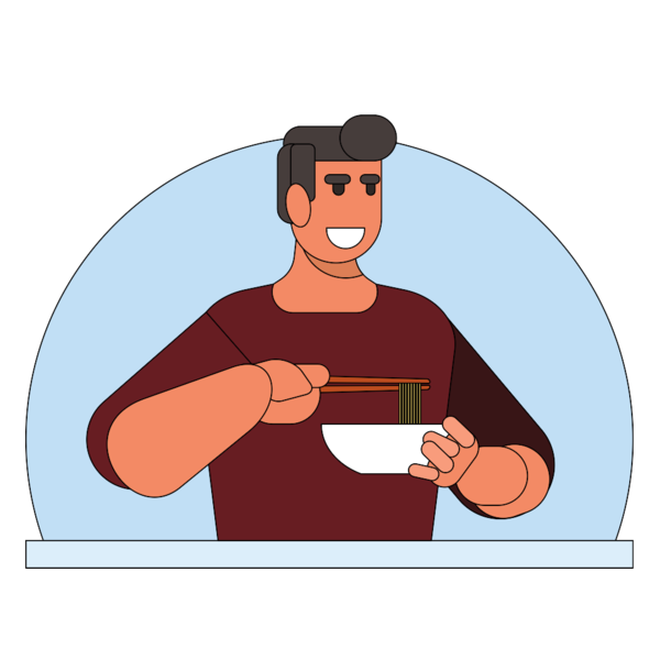 A man is eating noodles