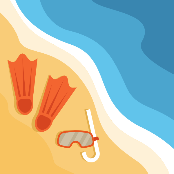 Snorkeling gear on the beach