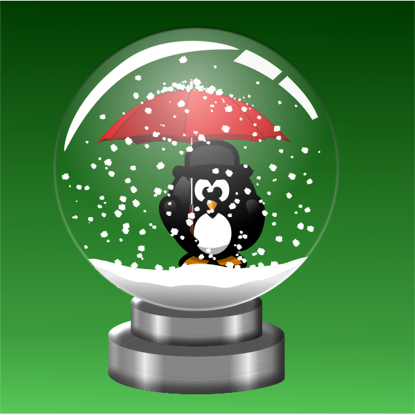 snow globe Penguin with Umbrella