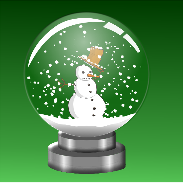 Snowman in crystal ball vector illustration