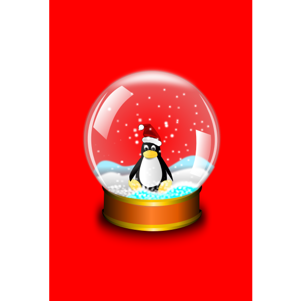 Tux in glass ball vector illustration