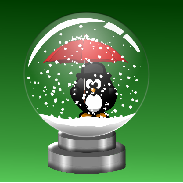 Penguin in snow globe vector illustration