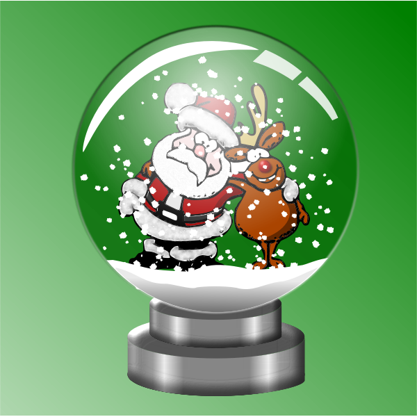 Santa and raindeer in snow globe vector illustration