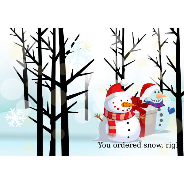 Christmas card with snowman vector illustration