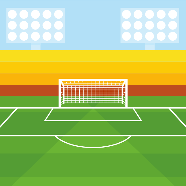 Soccer pitch with a goalpost