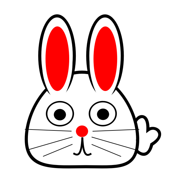 Spring bunny with red ears vector drawing