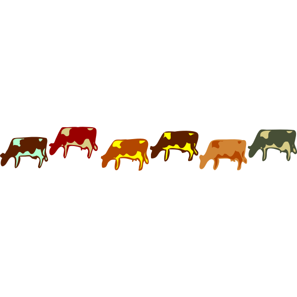 Colored cows set vector illustration