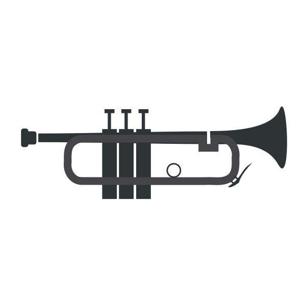 Silhouette vector drawing of a simple trumpet