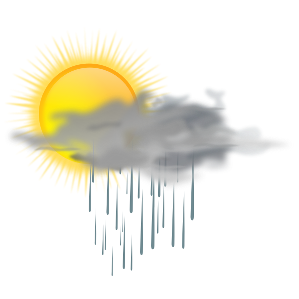 Vector illustration of weather forecast color symbol for sunny with rain