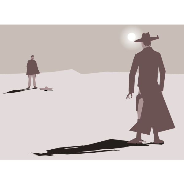 High noon western showdown vector graphics